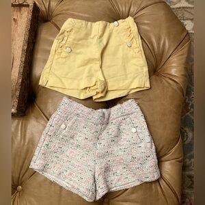 2 pairs of Janie and Jack shorts size 6 tweed and yellow